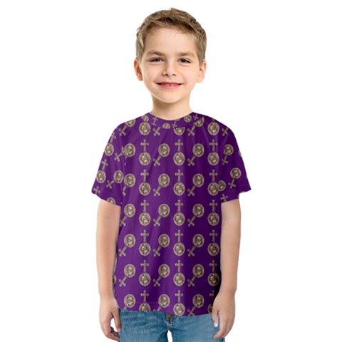 Victorian Crosses Purple Kids  Sport Mesh Tee by snowwhitegirl