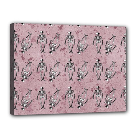 Skeleton Pink Background Canvas 16  X 12  (stretched) by snowwhitegirl