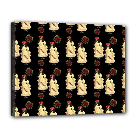 Victorian Skeleton Black Canvas 14  X 11  (stretched) by snowwhitegirl