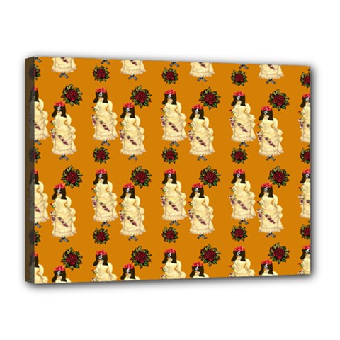Victorian Skeleton Orange Canvas 16  X 12  (stretched) by snowwhitegirl