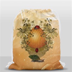 Wonderful Easter Egg With Flowers And Snail Drawstring Bag (small) by FantasyWorld7