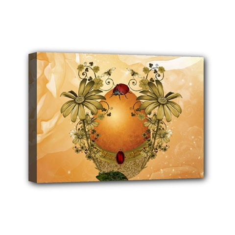 Wonderful Easter Egg With Flowers And Snail Mini Canvas 7  X 5  (stretched) by FantasyWorld7