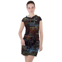 Building Ruins Old Industry Drawstring Hooded Dress by Pakrebo