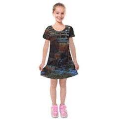 Building Ruins Old Industry Kids  Short Sleeve Velvet Dress by Pakrebo