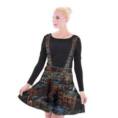 Building Ruins Old Industry Suspender Skater Skirt by Pakrebo
