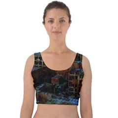 Building Ruins Old Industry Velvet Crop Top by Pakrebo