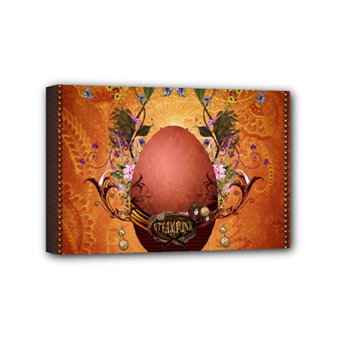 Wonderful Steampunk Easter Egg With Flowers Mini Canvas 6  X 4  (stretched) by FantasyWorld7