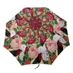 Tropical Bird Floral Folding Umbrellas by snowwhitegirl