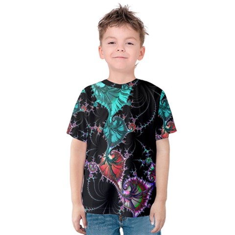 Fractal Colorful Abstract Aesthetic Kids  Cotton Tee by Pakrebo