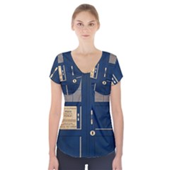 Tardis Poster Short Sleeve Front Detail Top by Sudhe