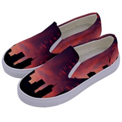 Skyline Panoramic City Architecture Kids  Canvas Slip Ons by Sudhe