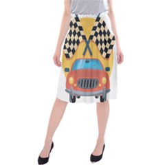 Automobile Car Checkered Drive Midi Beach Skirt by Sudhe