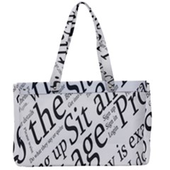 Abstract Minimalistic Text Typography Grayscale Focused Into Newspaper Canvas Work Bag by Sudhe