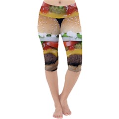 Abstract Barbeque Bbq Beauty Beef Lightweight Velour Cropped Yoga Leggings by Sudhe