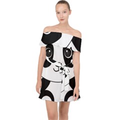 Bear Panda Bear Panda Animals Off Shoulder Chiffon Dress by Sudhe