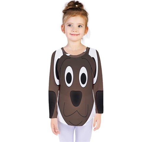 Dog Pup Animal Canine Brown Pet Kids  Long Sleeve Tee by Sudhe