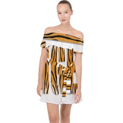 Tiger Bstract Animal Art Pattern Skin Off Shoulder Chiffon Dress by Sudhe