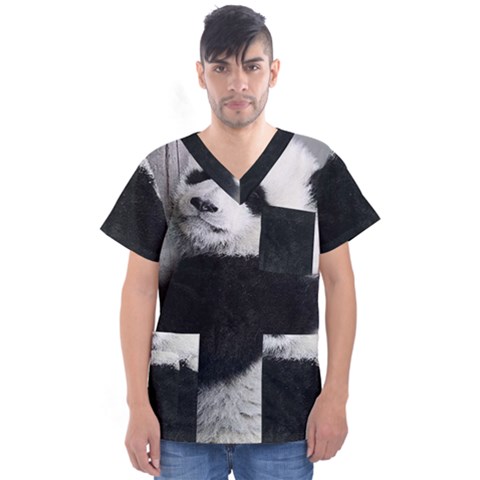 Panda Bear Sleeping Men s V-neck Scrub Top by Sudhe