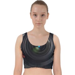 Vintage Camera Digital Velvet Racer Back Crop Top by Sudhe