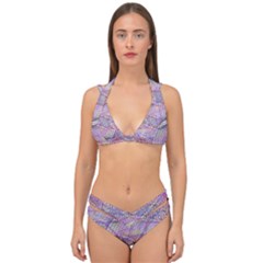 Purple Background Abstract Pattern Double Strap Halter Bikini Set by Sudhe