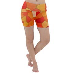 Background Pattern Of Orange Mosaic Lightweight Velour Yoga Shorts by Sudhe
