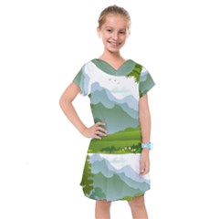 Forest Landscape Photography Illustration Kids  Drop Waist Dress by Sudhe
