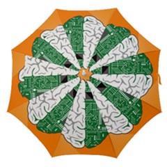 Technology Brain Digital Creative Straight Umbrellas by Sudhe
