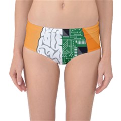 Technology Brain Digital Creative Mid-waist Bikini Bottoms by Sudhe