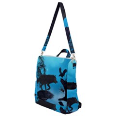 Awesome Black Wolf With Crow And Spider Crossbody Backpack by FantasyWorld7