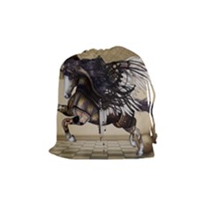 Awesome Steampunk Unicorn With Wings Drawstring Pouch (medium) by FantasyWorld7