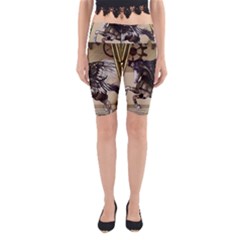 Awesome Steampunk Unicorn With Wings Yoga Cropped Leggings by FantasyWorld7