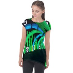 Dragon Lights Panda Cap Sleeve High Low Top by Riverwoman