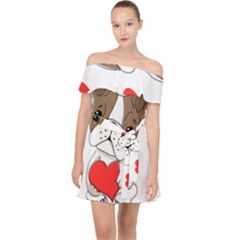 Animation Dog Cute Animate Comic Off Shoulder Chiffon Dress by Sudhe