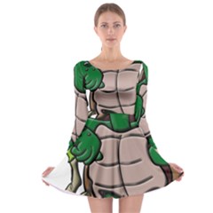 Amphibian Animal Cartoon Reptile Long Sleeve Skater Dress by Sudhe