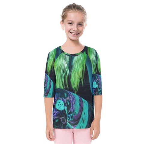 Digital Art Woman Body Part Photo Kids  Quarter Sleeve Raglan Tee by dflcprintsclothing