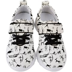 Petroglyph Runic Cavemen Nordic Black Paleo Drawings Pattern Kids  Velcro Strap Shoes by snek