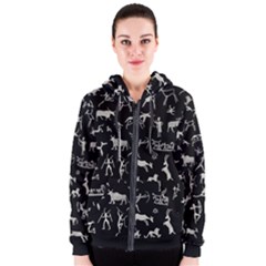 Petroglyph Nordic Beige And Black Background Petroglyph Nordic Beige And Black Background Women s Zipper Hoodie by snek