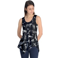 Petroglyph Nordic Beige And Black Background Petroglyph Nordic Beige And Black Background Sleeveless Tunic by snek