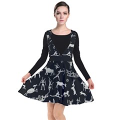 Petroglyph Nordic Beige And Black Background Petroglyph Nordic Beige And Black Background Plunge Pinafore Dress by snek