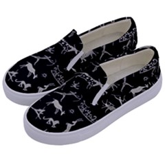 Petroglyph Nordic Beige And Black Background Petroglyph Nordic Beige And Black Background Kids  Canvas Slip Ons by snek