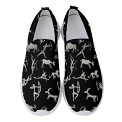 Petroglyph Nordic Beige And Black Background Petroglyph Nordic Beige And Black Background Women s Slip On Sneakers by snek