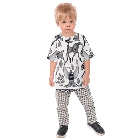 African Senufo Korhogo Tribal Ethnic Art  Kids  Raglan Tee by BluedarkArt