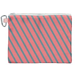 Living Coral Diagonal Stripes Canvas Cosmetic Bag (xxl) by LoolyElzayat