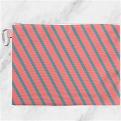 Living Coral Diagonal Stripes Canvas Cosmetic Bag (xxxl) by LoolyElzayat