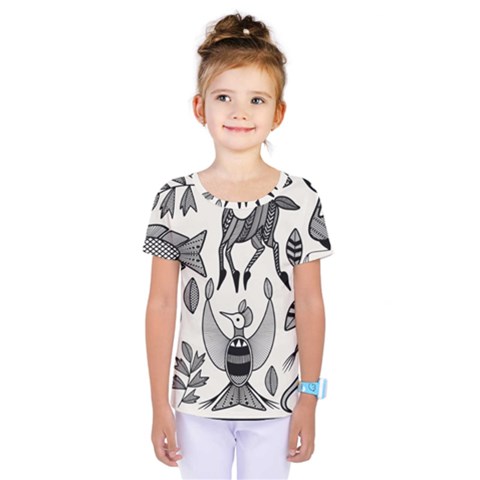 African Senufo Korhogo Tribal Ethnic Art  Kids  One Piece Tee by BluedarkArt