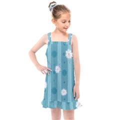 Gardenia Flowers White Blue Kids  Overall Dress by Pakrebo