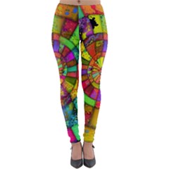 Color Abstract Rings Circle Center Lightweight Velour Leggings by Pakrebo