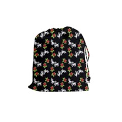 Lamb Pattern Black Drawstring Pouch (medium) by snowwhitegirl