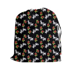 Lamb Pattern Black Drawstring Pouch (xxl) by snowwhitegirl