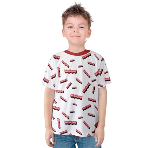 Funny Bacon Slices Pattern Infidel Red Meat Kids  Cotton Tee by genx